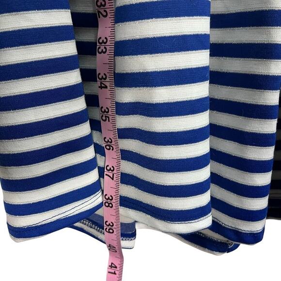 Lularoe Amelia Blue, Gray With White Stripe Dress Size Medium NWT Nautical Vacay - Picture 8 of 8